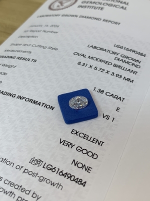 Beli 1.38ct Oval Cut Lab Diamond CVD E VS1 EX VG N IGI Bersertifikat online manufacture