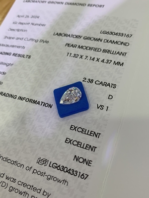 Beli 2.38CT D VS1 2EX Berlian sintetis Laboratorium Berlian Bentuk Pear online manufacture