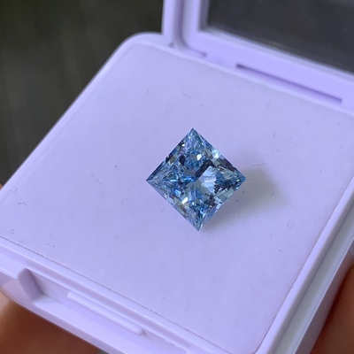 Beli 3.22CT Fancy Intense Blue VS2 2EX CVD Lab dewasa Diamond Princess Cut online manufacture