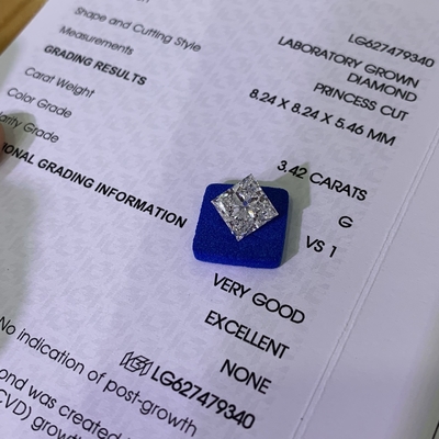 Beli 3.42CT G VS1 EX VG CVD Laboratorium Berlian dewasa Putri Potong OEM ODM online manufacture