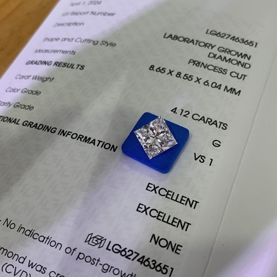 Beli 4.12CT G VS1 2EX CVD Lab Dibuat Putri Potong Berlian untuk pembuatan Perhiasan online manufacture