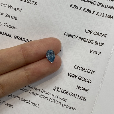 Beli 1.29ct VVS2 berbentuk pir Lab dibuat Berlian mewah VIVID Biru online manufacture