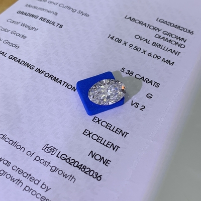 Beli 5.38ct Berlian Berkilau Oval Cut CVD G VS2 2EX N IGI LG620482036 online manufacture