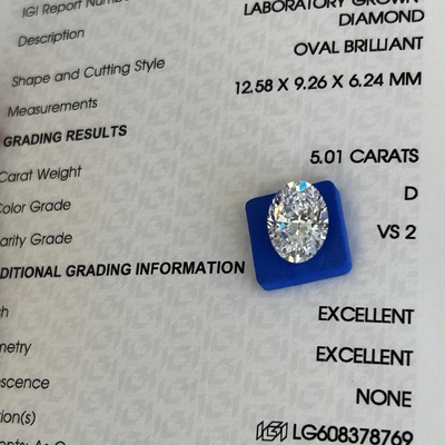 Beli 5.01ct Berlian buatan manusia Oval Cut CVD D VS2 2EX N IGI Laboratorium Berlian online manufacture