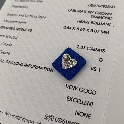 Beli 2.33ct Diamond Lab Tumbuh Hati Potong CVD G VS1 2EX N IGI Berlian buatan online manufacture