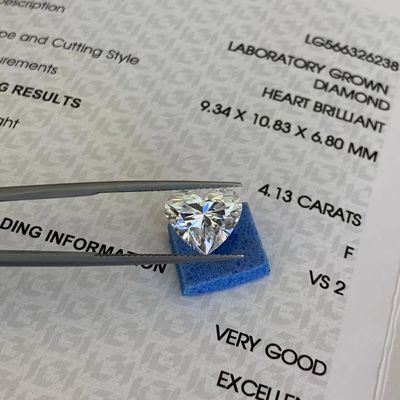 Beli 4.13ct VS2 Kejernihan F Warna Laboratorium Hati Berusia Berlian Sertifikat IGI online manufacture