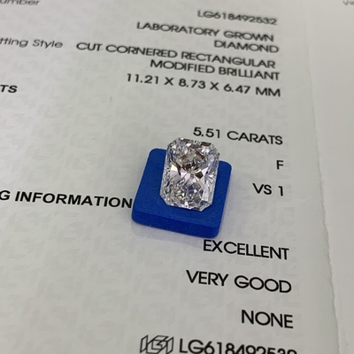 Beli 5.51ct Radiant Cut Lab Diamonds CVD F VS1 EX VG N IGI LG618492532 online manufacture