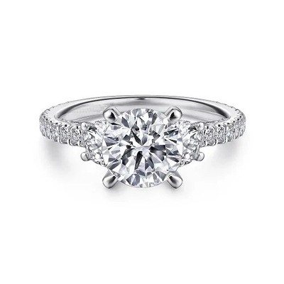 Beli 18K 14K 10K Emas Padat Perhiasan Khusus 2 Karat Def Vvs Clarity Cvd Oval Cut Lab Tumbuh Berlian 3 Batu Rings pabrik online manufacture