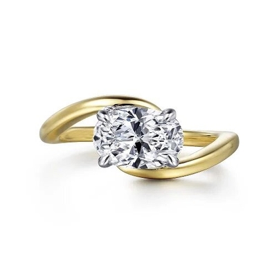 Beli 18K 14K 10K Emas Padat Perhiasan Khusus 2 Karat Def Vvs Clarity Cvd Oval Cut Lab Tumbuh Berlian 3 Batu Rings pabrik online manufacture