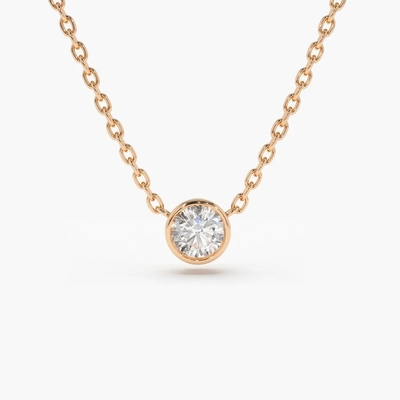 Beli 18K 14K 10K Solid Gold Clarity CVD Round Cut Bezel Lab Tumbuh Kalung Berlian online manufacture