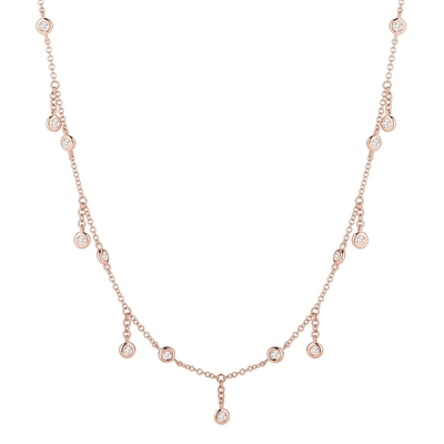 Beli 18K Solid Gold Round Cut Bezel Lab Tumbuh Berlian Kalung dengan DEFGH Batu permata online manufacture