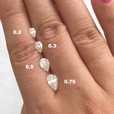 Diamonds Melee Ronde Cut Lab Tumbuh Longgar HPHT 1.6x1.8-6.8x7.2mm 0.01 hingga 0.68ct Bentuk Pear Putih