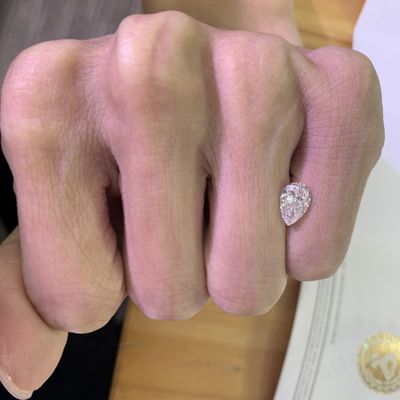 1.26CT F Warna VVS2 Kejernihan 2EX Bentuk Pear Laboratorium Diproduksi Berlian