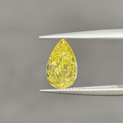 1.7ct Berlian Tumbuh di Laboratorium Pear Cut CVD Fancy Vivid Yellow VS1 2EX N IGI