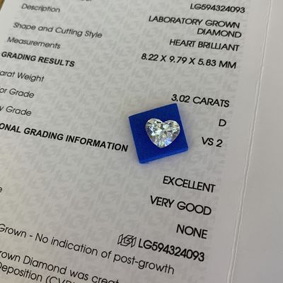 3.02 karat berlian berbentuk hati laboratorium D Warna VS2 Kejernihan