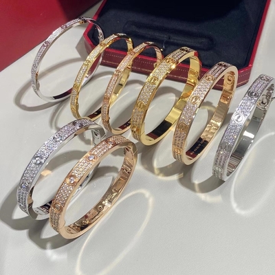 GH VS Bangle Paved Diamond Love Bracelet Perhiasan Berlian Alami
