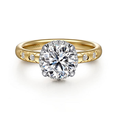 18K 14K 10K Solid Gold Customized Lab Dibuat Berlian Halo Cincin Pernikahan