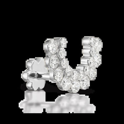 0.59 Karat Lab Dibuat Berlian Hoop Earrings VVS Kejernihan HPHT Putaran Bulat