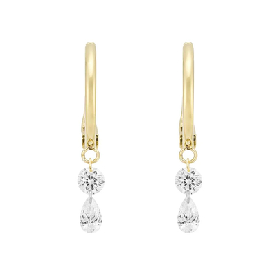 0.38 Karat Lab Dibuat Berlian Hoop Earrings VVS Clarity HPHT Pear Potong di DEFGH