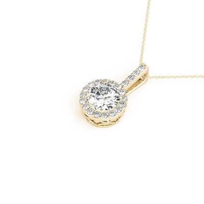 18K 14K 10K Solid Gold Clarity CVD Round Cut Bezel Lab Tumbuh Berlian Kalung dengan Batu permata