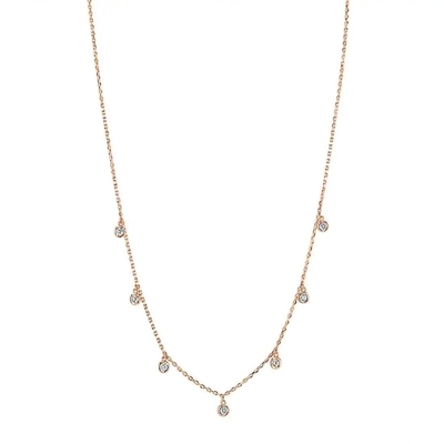 CVD Round Cut Bezel Lab Menumbuhkan Kalung Berlian 18K 14K 10K Solid Gold Clarity